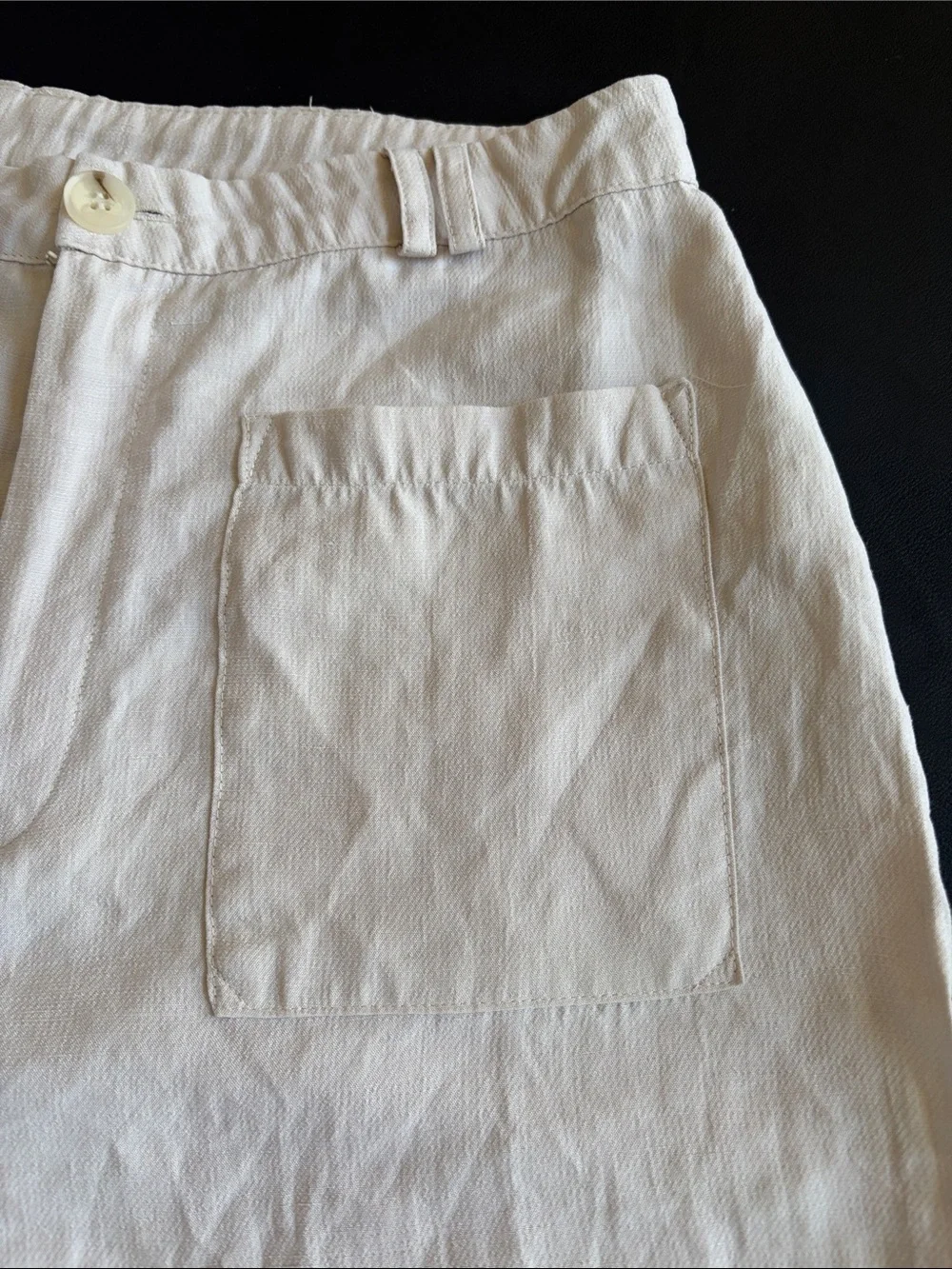Zara Linen Blend Wide Leg Cropped Pants XL Beige Neutral Coastal